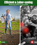 Woman using 2 In 1 Garden Hoe Tool With Adjustable Length From 37 To 72 Inches, Ergonomic Handle, in a garden