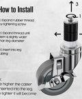 4-Inch Table Casters Set Of 4 With Expanding Stem Stainless Steel Locking Non Marring Rubber Wheels installation guide.