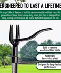 Stand Up Weed Puller Tool With Heavy Duty Steel Long Handle 45 Inch Reach For Easy Weeding And Back And Knee Friendly No Bending Lawn And Garden Cleanup All Steel Construction For Durable Use And Simple Twist Together Assembly, steel 4-claw head