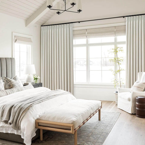 96 Inch Long Natural Pinch Pleated Blackout Curtains With Thermal Insulation And Linen Look One Panel 72W By 96L Inches