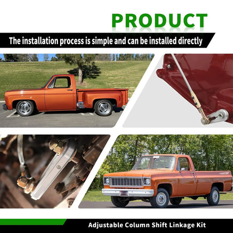 Adjustable Column Shift Linkage Kit ACA-1800 installed on classic orange truck for 350 400 700R4 4L60 4L60E 4L80E