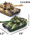 Two Pack Remote Control Battle Tanks One Twenty Four Scale With Lights Realistic Sounds Life Indicators Dual Controllers