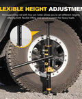 Portable Hydraulic Recovery Jack With Lift Mate For Off Road 4x4 SUVs, ATVs, And UTVs, shown lifting SUV tire on rocky terrain.