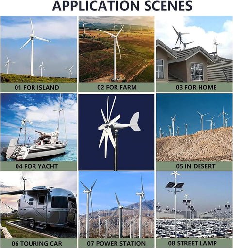 Powerful 20000W Wind Turbine Generator Kit With 8 Blades And MPPT Controller for diverse applications on boats, RVs, homes, and more.