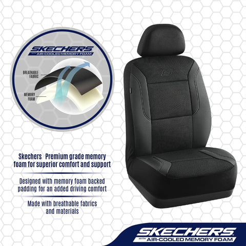 Memory Foam Car Seat Covers With Air Cool Mesh Thick Padding For Front Seats Cozy Breathable Leather Look Airbag Compatible