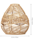Natural Rattan Woven Pendant Lamp Shade With Hemp Rope Cover, 11.8x11.4 inches, Round Wicker Hanging Light, Rustic Boho Chandelier