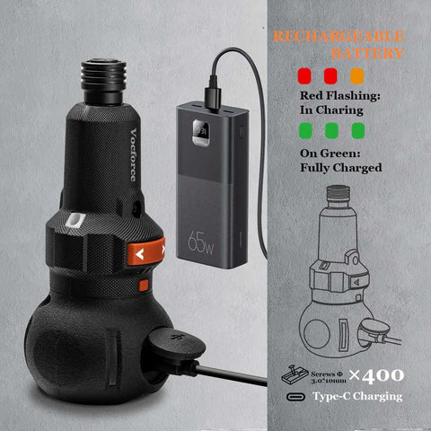 Palm Size 4V Cordless Electric Screwdriver With A 5 Inch Pocket Size Handy One Hand Operation 3 Variable Speeds 320 360 400 RPM shown charging