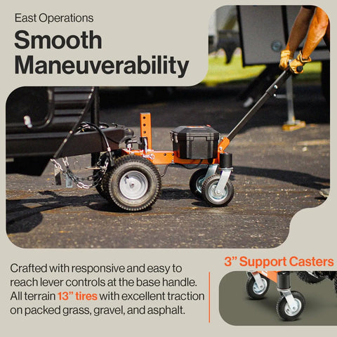 SuperHandy Electric Trailer Dolly 3600 Lb Capacity Motorized Mover with 2 Inch Ball Hitch, showcasing 13" tires and lever controls.