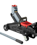 Beefy Grey Hydraulic Trolley Jack With Blow Mold Case, 3000 Lbs Capacity, Low-Profile From 5.25 In To 12 In Lift, All Welded Steel