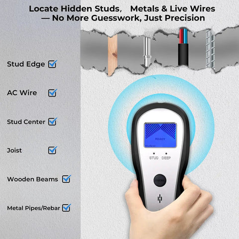 No Sweat Electronic Stud Finder With Bright LCD Display And Heavy Duty Deep Scan To Nail Center Edge Spots On Wood Metal Studs Joists Live Ac Wiring And Pipes In Drywall Tasks Smoothly