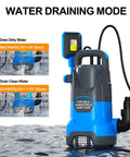 Portable Submersible Sump Pump 1HP Automatic Water Transfer For Clean And Dirty Water With Float Switch 4000 GPH shown in water