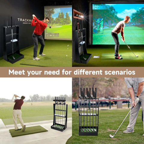 Solid Wood Golf Putter Stand And Club Organizer With 36 Ball Tray Room For 6 Clubs And 3 Head Covers Indoor Outdoor Display