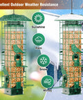 Weight Activated Squirrel Proof Bird Feeder For Outdoors Hanging With 3Lb Capacity And Four Ports, all-weather design.