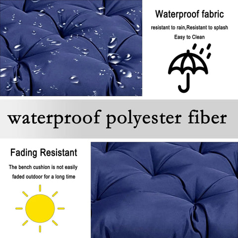 Porch Swing Cushions For Garden And Patio 2 To 3 Seater Waterproof Replacement Cushions With Ties 4 Inch Thick Outdoor Bench Cushion