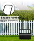 Lawn Roller For Seed And Sod Preparation With 10 Gallon Water Fill Capacity And Welded Steel Drum Construction in front of a fence