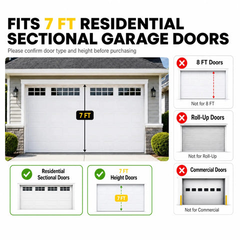 Fits 7 foot Residential Sectional Garage Doors, visual guide for proper size confirmation for Solid Workhorse 7 Foot Overhead Garage Door Tune Up Kit.