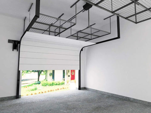 Legit Heavy Duty 4x8 Overhead Garage Ceiling Storage Rack 2 Pack Black Steel Frame 750 Pound Capacity Game Changer Space Saver Tool Organizer For Workspaces