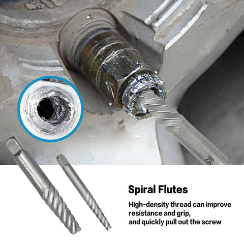 35 Piece Helical Screw Puller Kit With Left Hand Drill Bits And Multi Spline Pullers in use removing damaged bolt