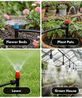 Plug And Play Drip Irrigation Kit With 230 Feet Of Quick Connect Tubing For Lawn Raised Bed And Greenhouse spraying water