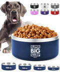 Hella Durable Double Wall Insulated Dog Bowl Made From Premium Stainless Steel featuring dog and food, 188 oz capacity in Cool Blue.