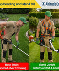 Ergonomic Weed Eater Kit With Long Handle And Cushioned Harness For No Sweat Yard Work Universal Fit for trimming grass with ease.