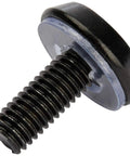 Close-up of a black 10-32 screw from the 50 Pack 10-32 Screws And Cage Nuts Rack Mount Kit With Tool.