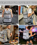 Badass Clear Pvc Engineer Tool Backpack Featuring Quick Access Grid Pockets Anti Static Waterproof Construction in outdoor and travel use.