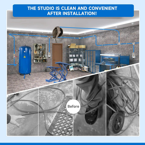 Studio with Heavy Duty 3/4 Inch Compressed Air Line Kit For Shop And Garage With HDPE Aluminum Rapid Air System installed