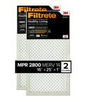 HVAC Air Filter 16x25x1 MERV 14 MPR 2800 Pleated 3 Month Filter Pack of 2 White Ultrafine Particle Reduction