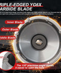 Front view of REKCKRUL 2-inch concrete hole saw with carbide triple-edged blades for masonry drilling