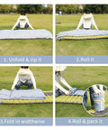 Steps to pack Ultralight Backpacking Sleeping Bag For 50 To 70 F Weather, 1.5 lb, into compact size, shown on grass.