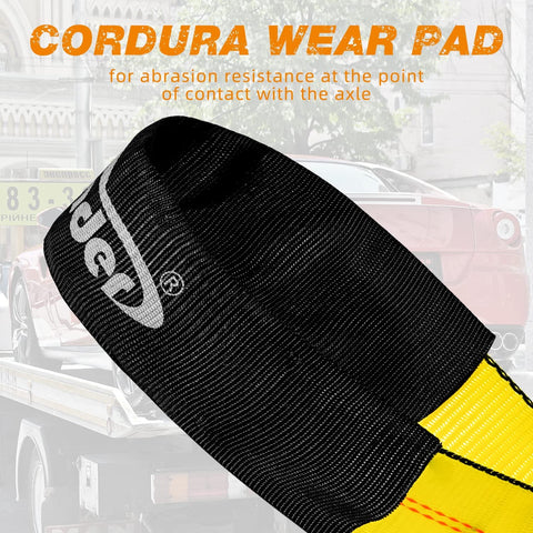 Heavy Duty Car Tie Down Straps Kit With Snap Hooks, 4 Pack, 2 Inch Wide By 114 Inch Long, Break Strength 10,000 Lbs, Cordura Pad