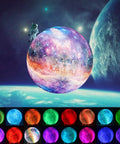 Astronaut near glowing 7.0 Inch Moon Lamp Night Light with 16 Color LED, 3D Printed Moon Surface, USB Rechargeable
