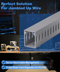 Under Desk Cable Management Raceway Kit 6X 16.5 Inch Sections in Grey, shown with open slot design for server rack organization