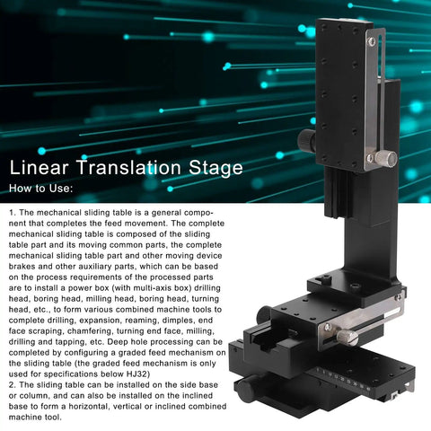 Manual XYZ Translation Stage 40 x 90mm Linear Stage for Precision Alignment shown with adjustable knobs and mounting options.