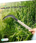 Manganese Steel Garden Sickle With Wooden Handle Ergonomic Design For Easy Weeding Trimming And Harvesting on grass