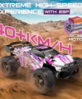 Pink Remote Control Car For Girls 1 To 18 Scale Super Fast 4WD Off Road RC Truck Reaches Forty Kilometers Per Hour With LED Lights