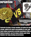 G80 Transport Chain Three Eighths Inch By Twenty Five Foot With Clevis Grab Hooks vs nylon straps in industrial setting