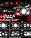 Rechargeable 6 Pack Headlamp Set With 3000 Lumens Ultra Bright LED Headlight With White And Red Light Motion Sensor 5 Plus 5 Modes