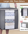 Ultra Roomy 120L Breathable Blanket Storage Bag For King Comforters Bedding And Pillows, showing 30L larger than 90L bags