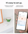 Nest Temperature Sensor 2nd Gen For Room Comfort And Smart Scheduling, Say Bye To Hot And Cold Spots, Easy Setup In Google Home App, Works With Nest Thermostat 3rd And 4th Gen And Nest Thermostat E, White on shelf and phone app
