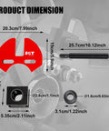 Wheel Hub Removal Tool Set For Cars And Trucks Compatible With 5, 6, And 8 Lug Hubs showing dimensions of components including plate and screws