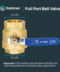 2 Inch IPS Heavy Duty Full Port Ball Valve Brass Plumbing Fitting For Water Lines Inline Shutoff With Easy Operation And Stamped Steel Handle