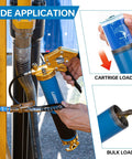 LANNIU grease gun kit; blue 14 oz cartridge grease gun with 8000 PSI, gold fittings and 90° adaptor