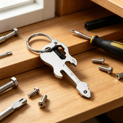 12 In 1 Guitar Themed Keychain Multi Tool With Bottle Opener Screwdrivers Hex Keys And Bike Spoke Wrench Compact EDC Gadget