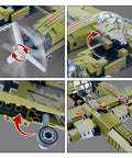 Close-up of JU 88 Bomber Building Blocks Set With Display Stand 559 Pieces German Twin Engine Aircraft Model Epic Highly Detailed