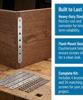 Heavy Duty Stainless Steel Straight Braces With 24 Screws Included For Wood Furniture Repair And Reinforcement, flat metal braces displayed.