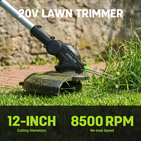 40 Volt 17 Inch Electric Lawn Mower And 12 Inch String Trimmer Combo Kit With Dual 4Ah Batteries And Dual Chargers Brushless Quiet Power For Yards Easy Start Lightweight All In One Yard Care 12-inch trimmer in grass