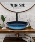 Blue vessel sink with oil rubbed bronze faucet from Dope Look Vessel Sink For Your Bathroom, showcasing glossy finish on wood vanity.