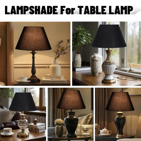 Barrel Style Table Lamp Shade Replacement For Your Home Go To Natural Linen Black Lampshade With Classic Look In Various Room Settings